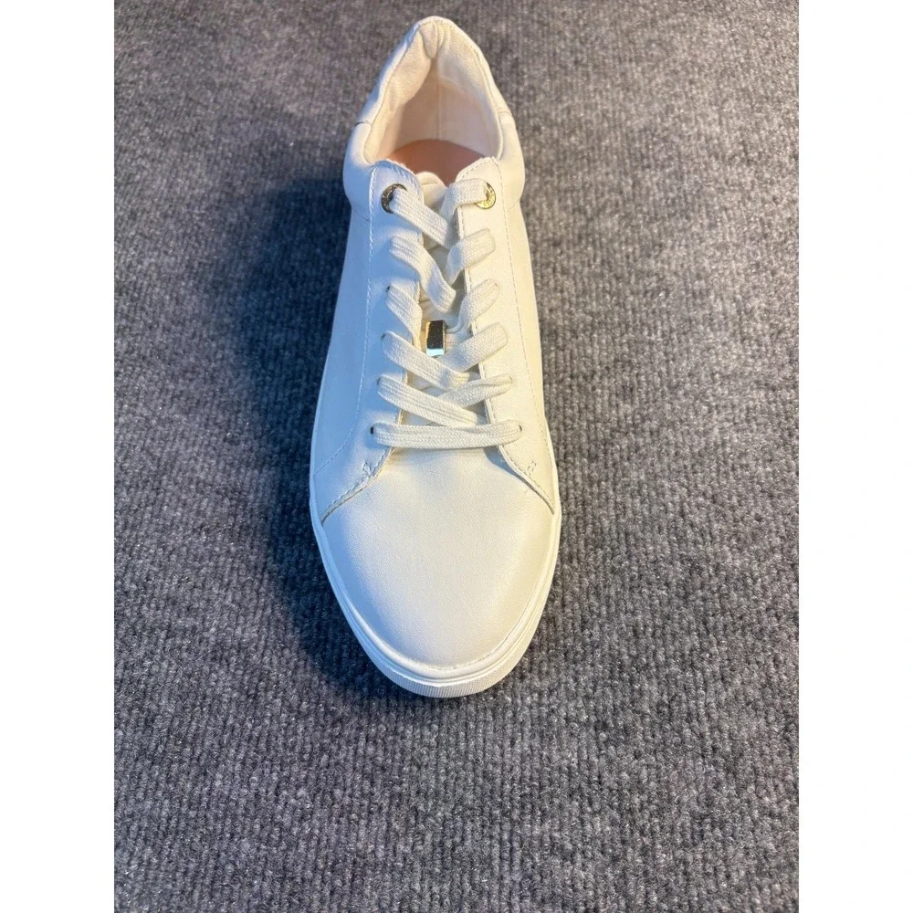 Topshop Cabo Sneakers Womens Size 11.5 White Leather‎ Round Toe Low Top Lace Up